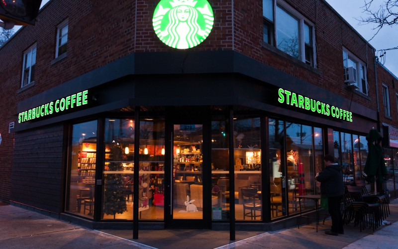 Storefront facade Toronto Starbucks Location with Doors by Explore1.ca